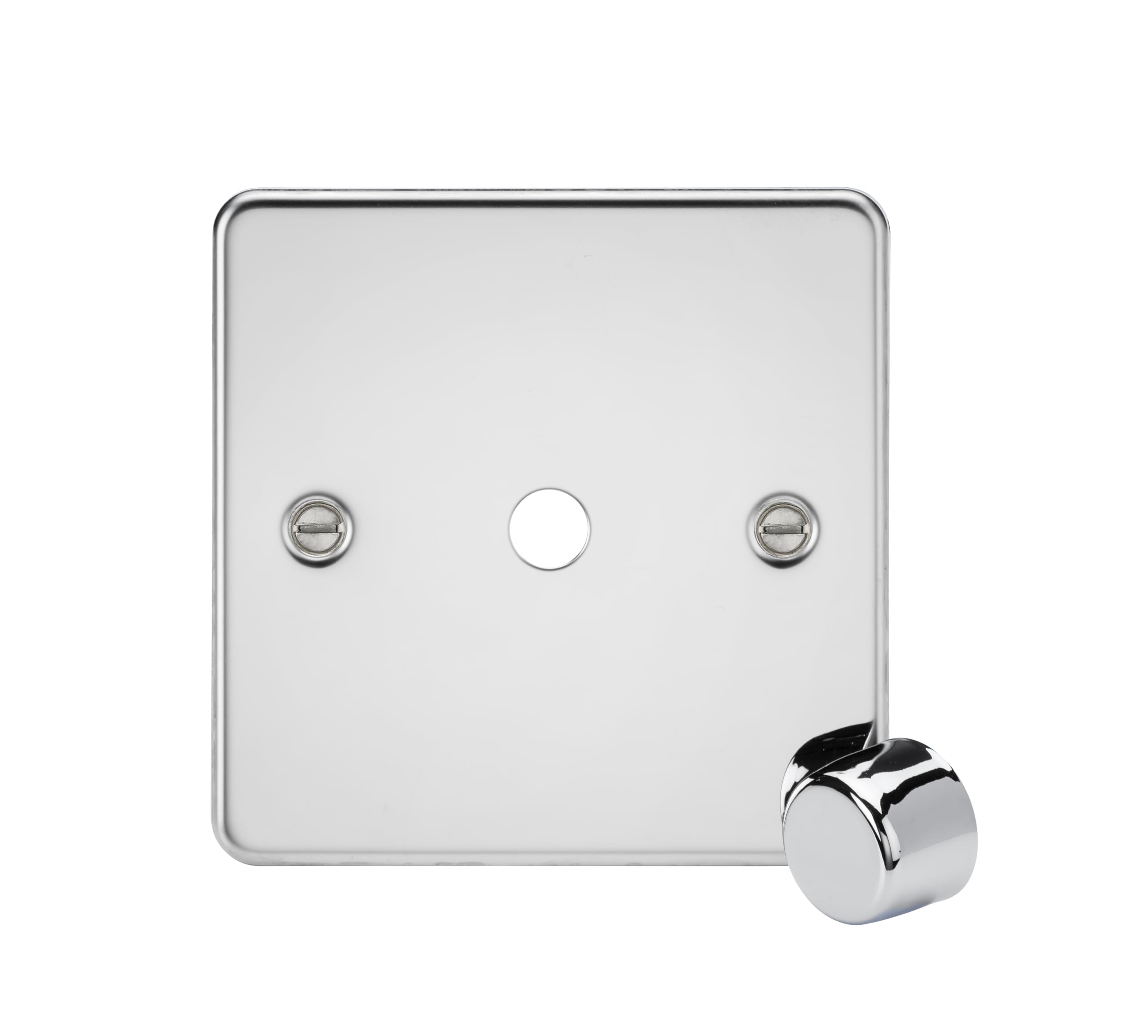 Knightsbridge Polished Chrome 1G Dimmer Plate With Matching Metal Dimmer Cap