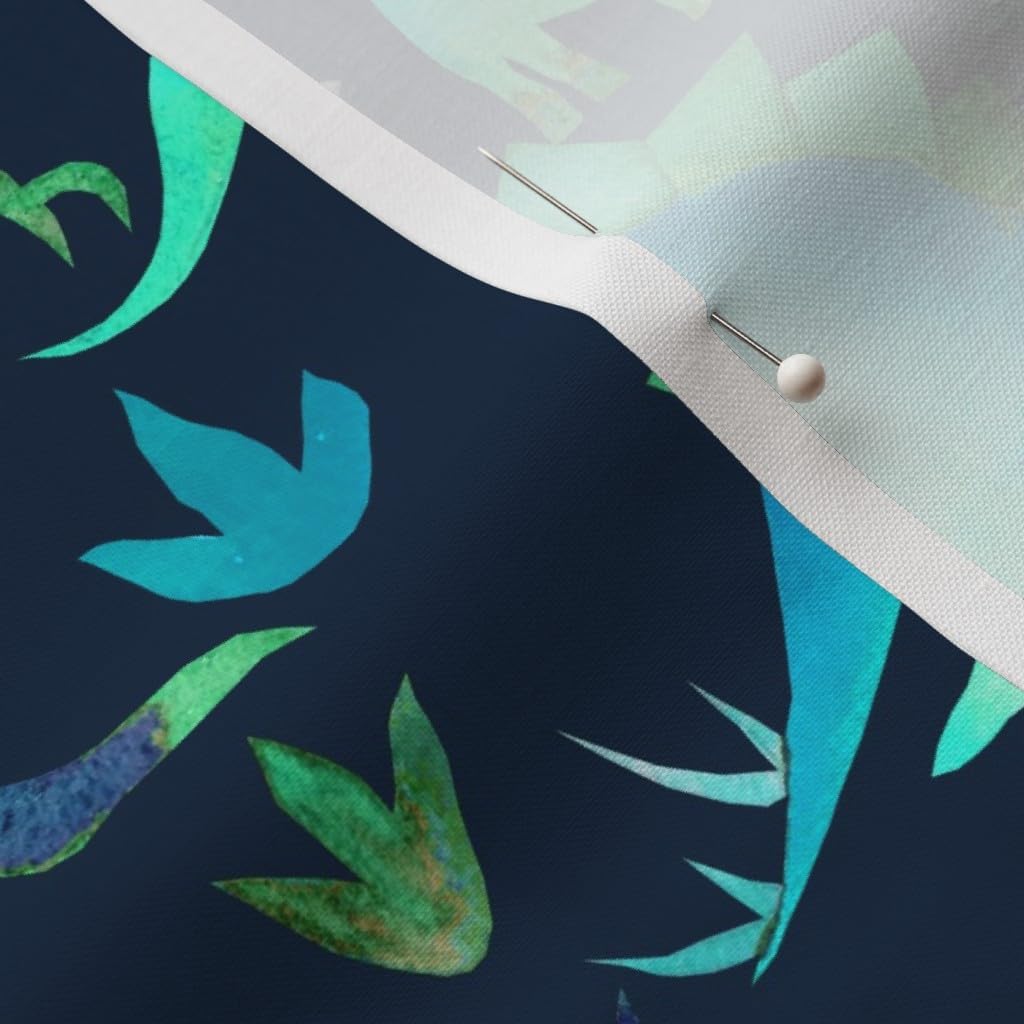 Spoonflower Fabric - Blue Green Dinosaurs Background Watercolour Science Printed on Petal Signature Cotton Fabric by The Yard - Sewing Quilting Apparel Crafts Decor