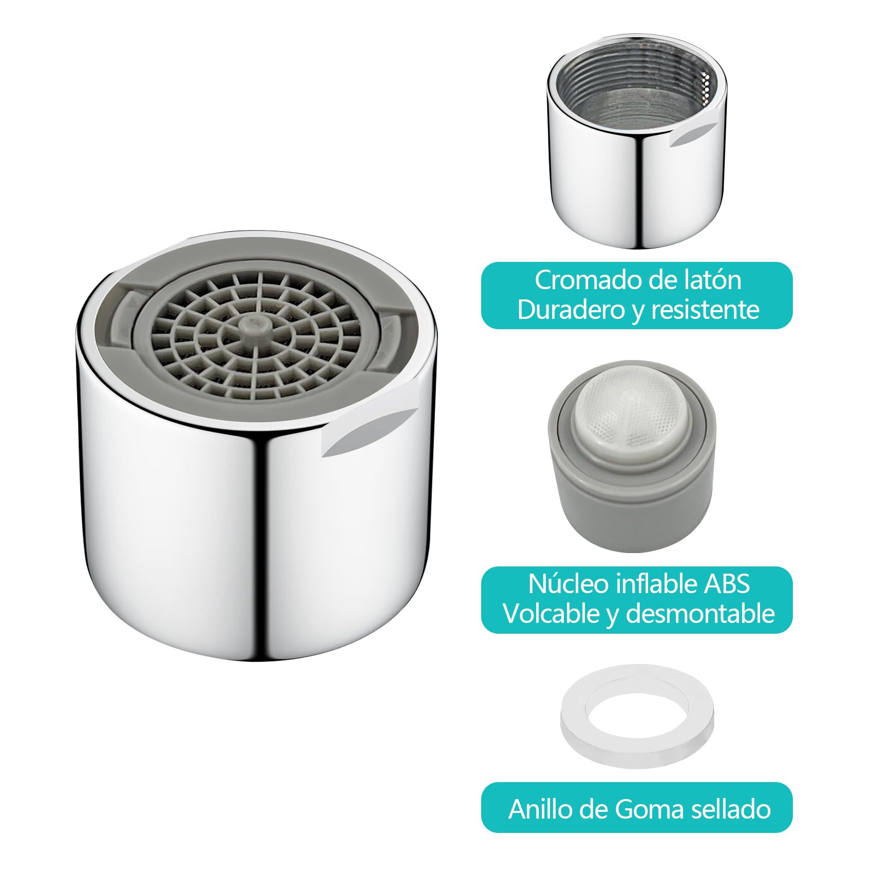 2Piezas FM22 Aireador Grifo de Latón, Grifo Adaptador ángulo de Salida de Agua Ajustable, Filtro de Limpieza Extraíble, Dos Modos de Salida de agua, Para Cocina y Baño
