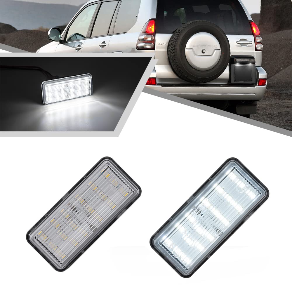 2Pcs LED License Plate Lights Number Lamp for Toyota Land Cruiser J100 J120 J200 Lexus GX470 LX470 LX570 Powered by High Power SMD Xenon White LED Error Free