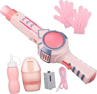 Milisten 1 Pieza Máquina de Burbujas Automática para Juguete Soplador de Burbujas con Diseño de Varita para Fiestas y Actividades al Aire Color Rosa Embalaje Caja