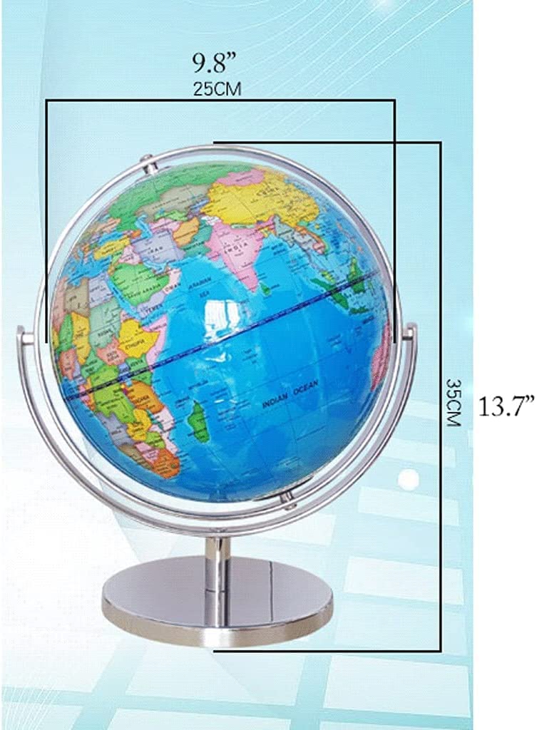 Globo terráqueo, Tierra Grande de 12,5 Pulgadas con rotación 720 ° y Soporte Metal Marcado Texto Claro(A 25cmb)