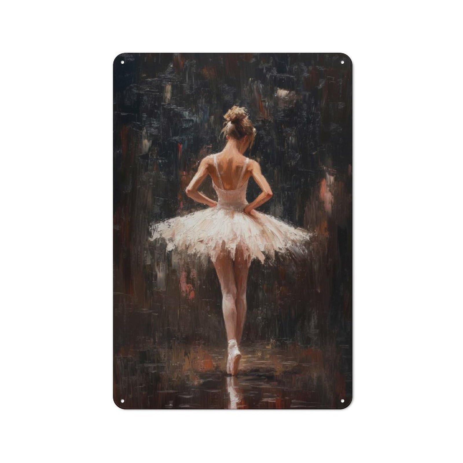 Junmoney Ballet Dancer In Spotlight Red Curtain Call Ballet’s Final Bow Retro Tin Wall Plaque 30X20cm For Home Office Or Studio, Wall Decoration For Home Offices And Studios