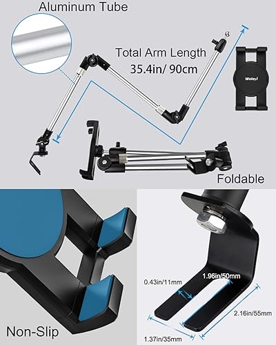 Miniatura 7 de Soporte para tablet de coche o camión o teléfono de piso, 35 pulgadas resistente con rotación de 360 ajustable para iPad Pro Air Mini, Galaxy Tab, Z