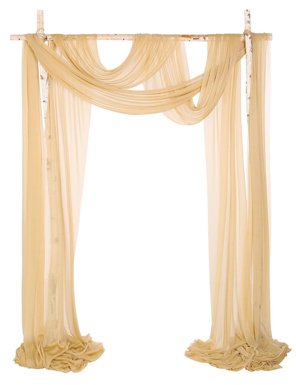 Puxvnizo 2 Panels 18Ft Sheer Wedding Arch Drapes, Slightly Shimmery Draping Fabric for Wedding Party Swag Decoration (Gold & Gold)
