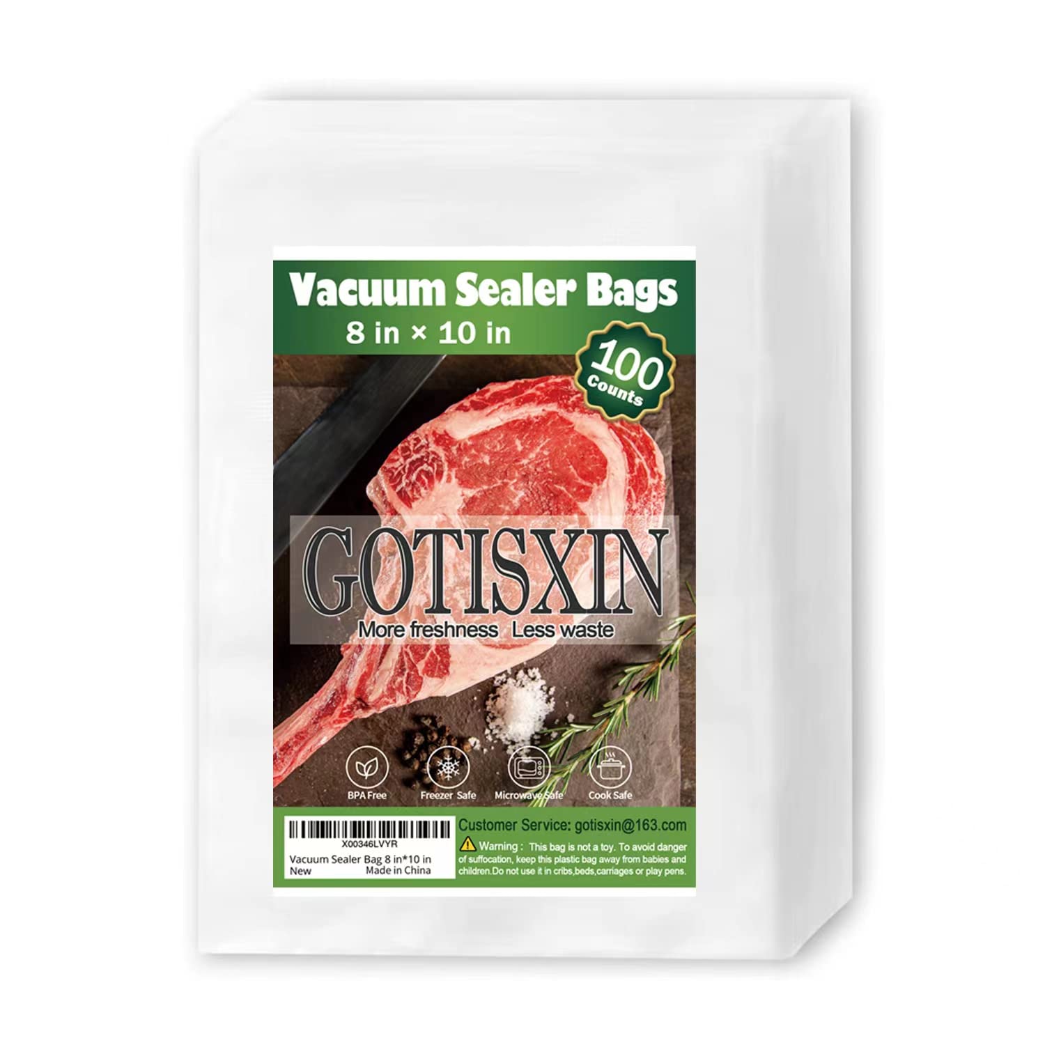 100 Quart 8” x10” Vacuum Sealer Bags, Airtight,Pre-cut,Heavy Duty BPA-Free Commercial Grade,for Sous Vide & Vacuumed Storage, Vac Seal Bags,for Food Saver & Seal a Meal Machines