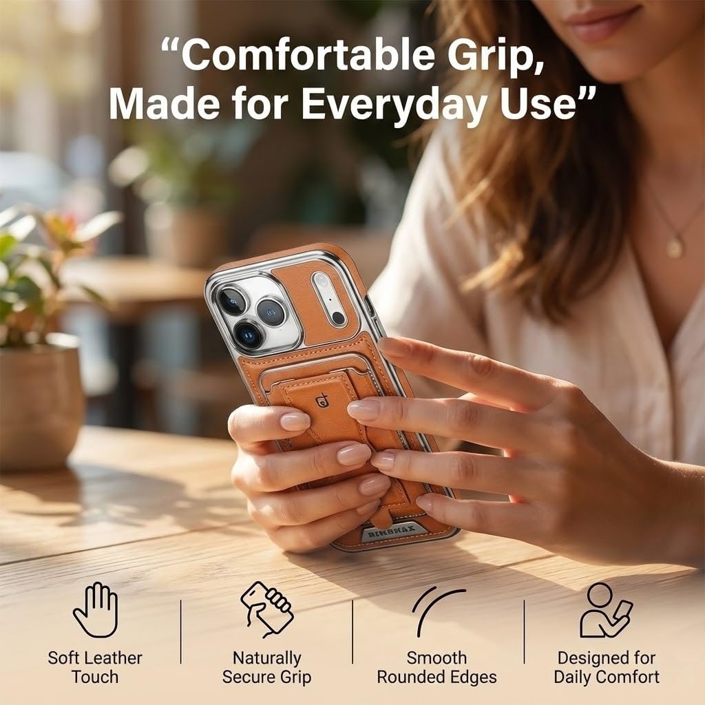 2-in-1 Detachable Magnetic Leather Wallet Case for iPhone 17 Pro Max / 17 Pro / 17 Air / 17, Slim Shockproof Phone Cover with Card Holder & Kickstand, Compatible with MagSafe(Black,17 Pro Max)