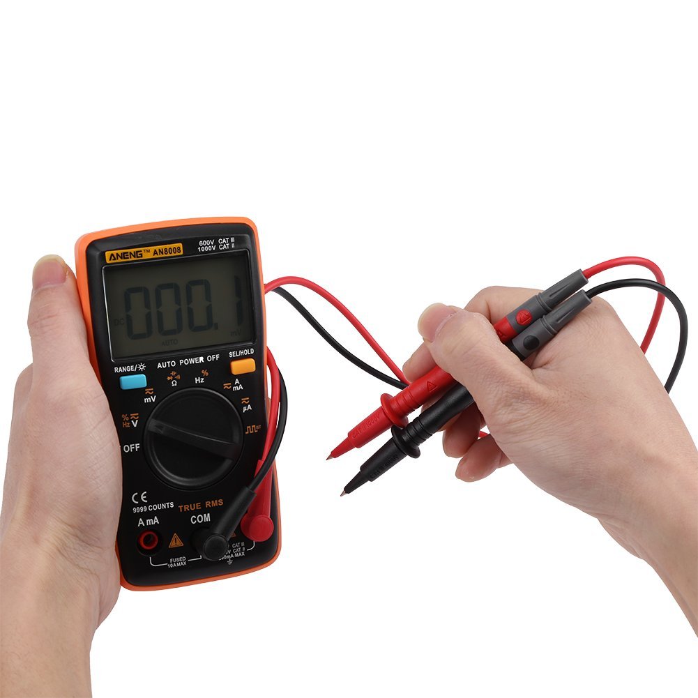 Digital-Multimeter AN8008 AC-DC-Voltmeter Mit Automatischer Bereichswahl Elektronisches Ohm/Volt, Spannung Strommessgerät Multi-Tester Diode Durchgangsprüfer Meter mit Hintergrundbeleuchtung