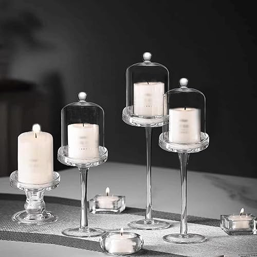 Miniatura 3 de LTLYLGEGE Cúpula de cristal de 4.72 x 8.46 pulgadas de alto para cubierta de vela, tarro de campana con mango superior, cúpula de cristal