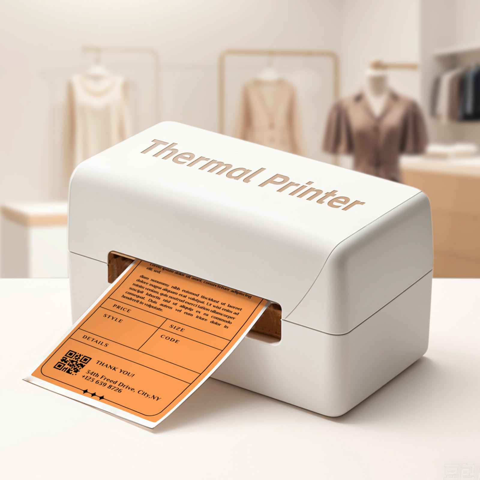 Orange Fanfold Thermal Labels 2 x 3 Inch Direct Vinyl Shipping Stickers Self-Adhesive Removable Waterproof Decals for Warehouse Office Barcode 500 PCS