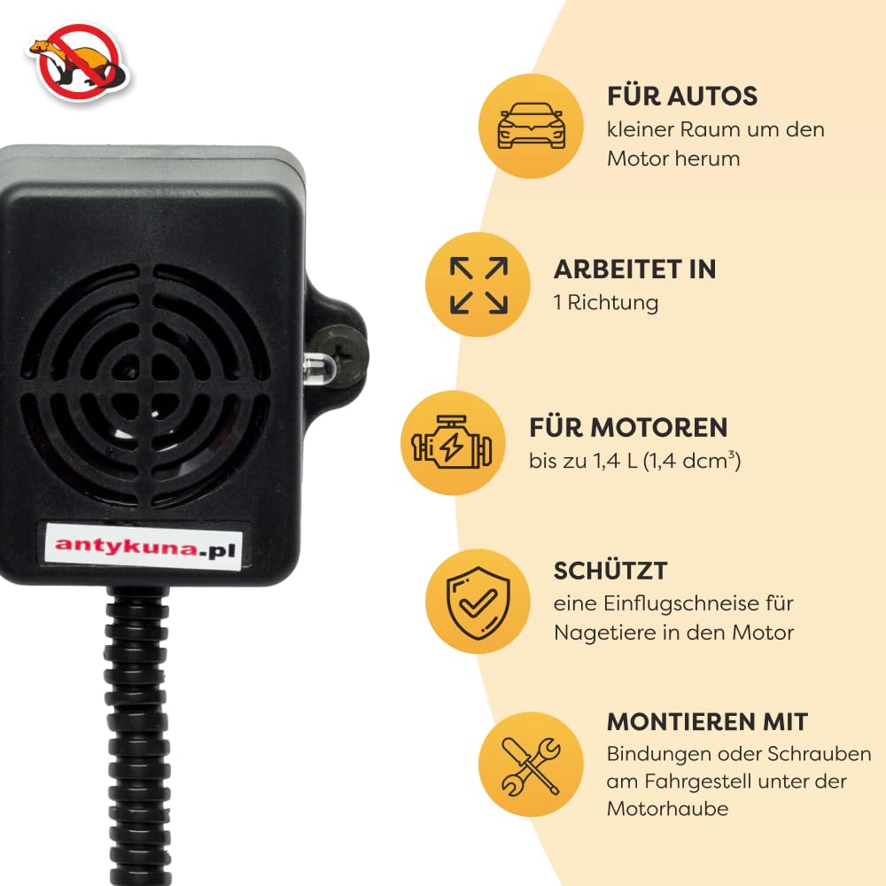 Light&Flash Marderschutz für Auto | Für Marder- und Nagetierbekämpfung | Schutz des Automotors | Ultraschall-Nagetierabwehr