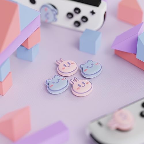 Miniatura 4 de PlayVital para Nintendo Switch Joystick Caps Kawaii Bear & Bunny Silicone Thumbstick Caps para Switch, Switch Lite, OLED Joycon