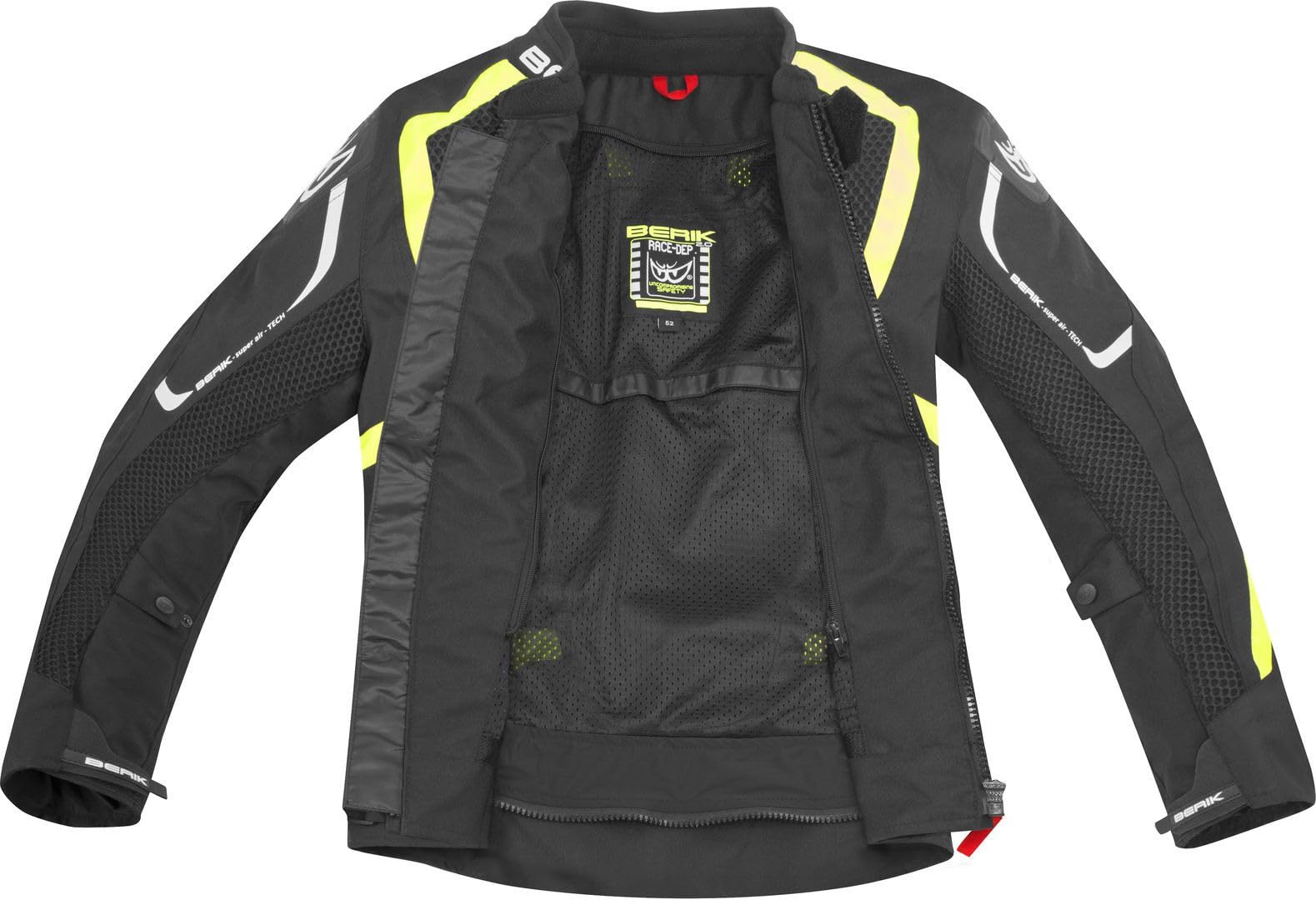 Berik X-Speed Air Kurtka tekstylna motocyklowa, czarny/biały/żółty odblaskowy, 56