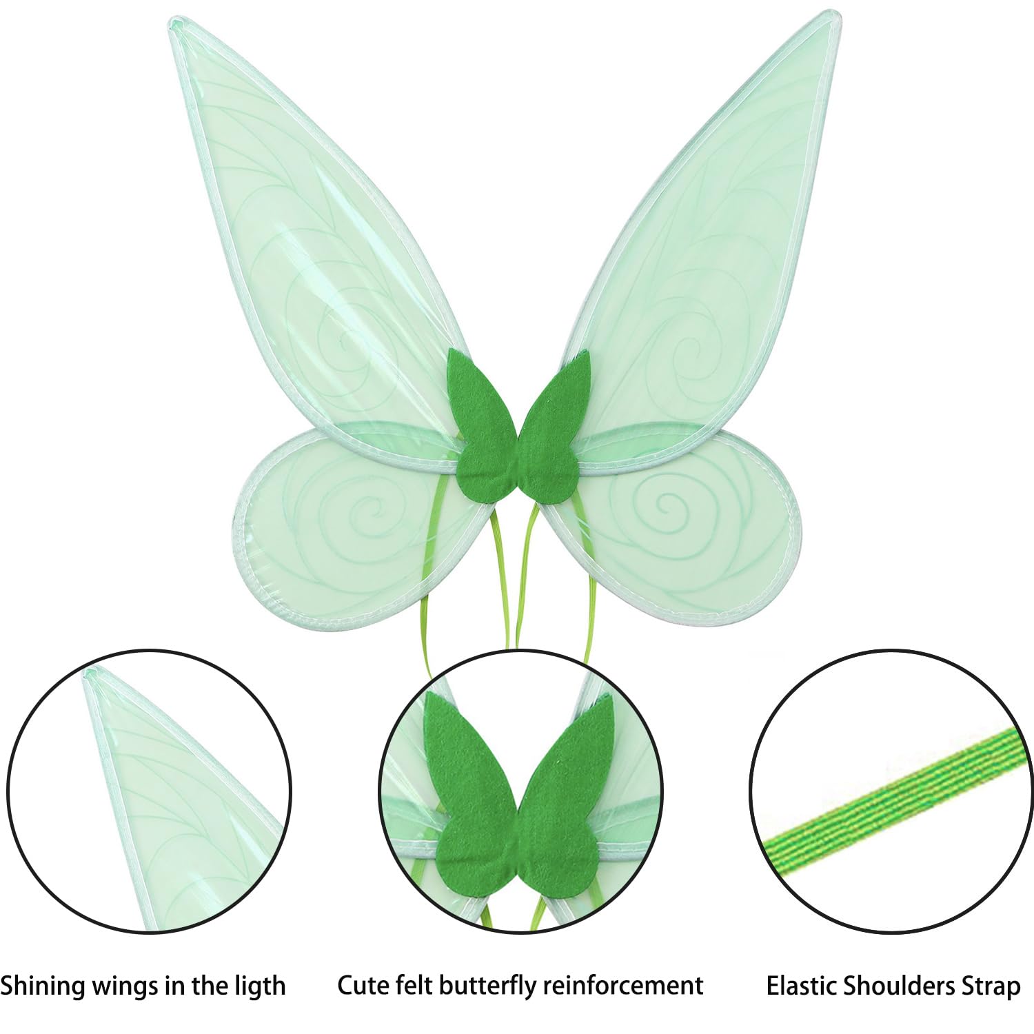 Set Ali Di Fata Bambina Con Bacchetta Magica, Tiara E Collana - Per Feste E Costumi - Foto 3