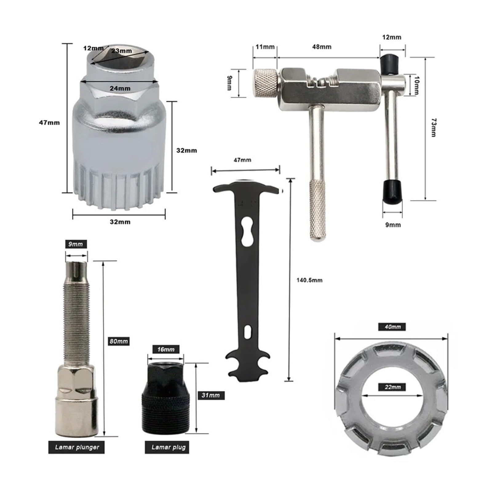 Extractor Bielas Bicicleta Juegos de herramientas for reparación bicicletas, rompecadenas, extractor manivela, regla medición cadena bicicleta, extracción del volante, for ciclismo al aire libre