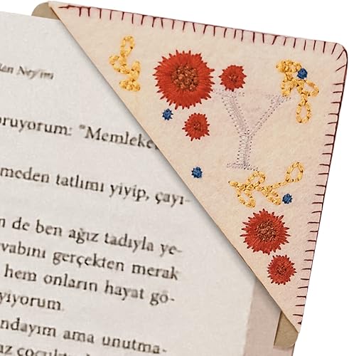 Miniatura 66 de Marcapáginas de esquina bordado, marcapáginas personalizadas con 26 letras de diseño de triángulo de fieltro, bordado y hecho a mano para tu placer