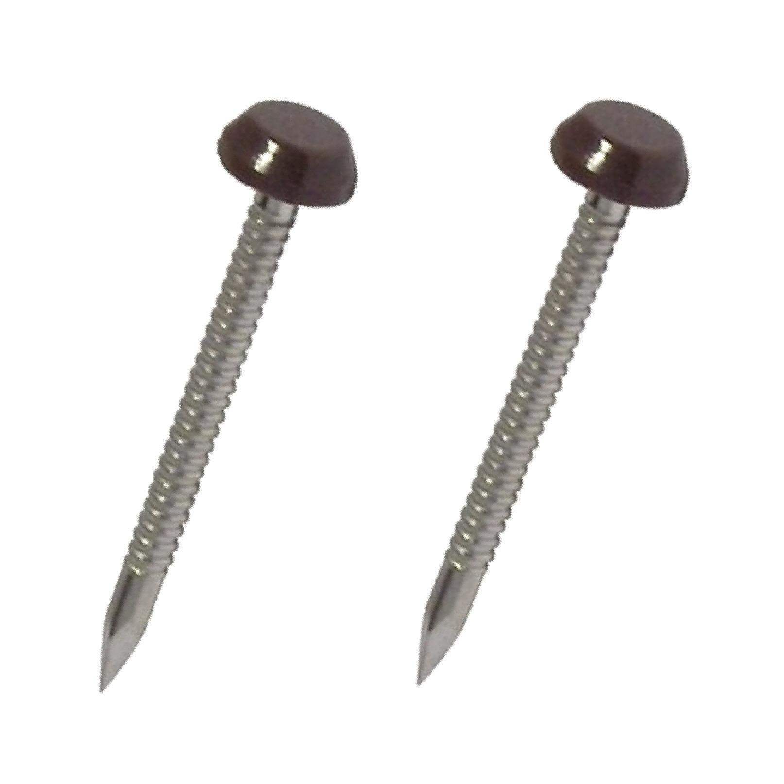 HomeSmart 50 Pack 30mm Brown UPVC Poly Top Pins Nails | UV Resistant Stainless Steel Plastic Headed Polypins for Durable and Weatherproof Fixing of Soffits, Fascias, and Roofline Trims