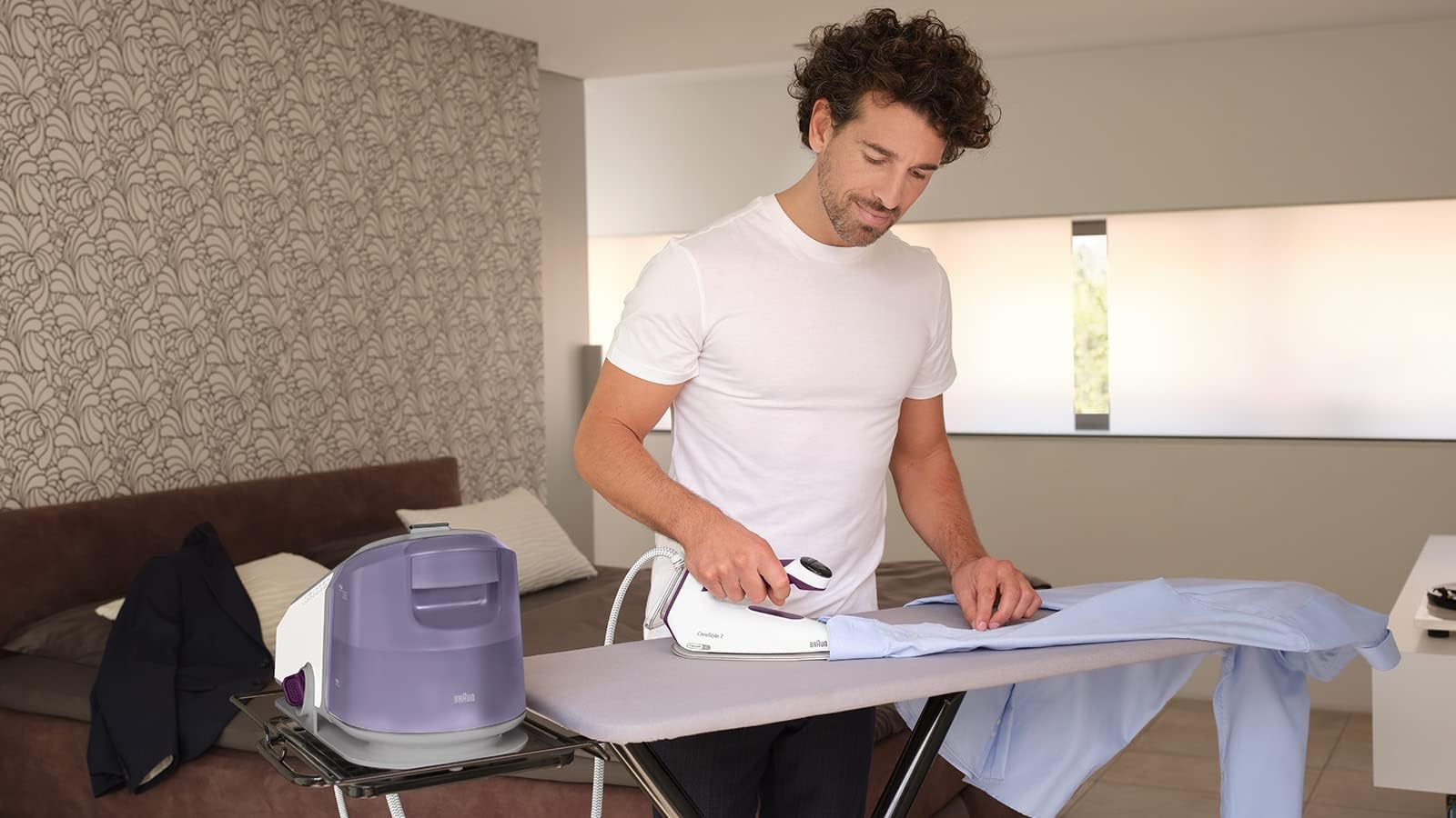 Braun CareStyle 7 Pro IS 7266 VI stacja parowa, FreeGlide 3D, funkcja iCare, iMode i pionowej pary, FastClean, uderzenie pary 550 g/min, zdejmowany zbiornik na wodę 2 l, 2700 W, biało-fioletowa