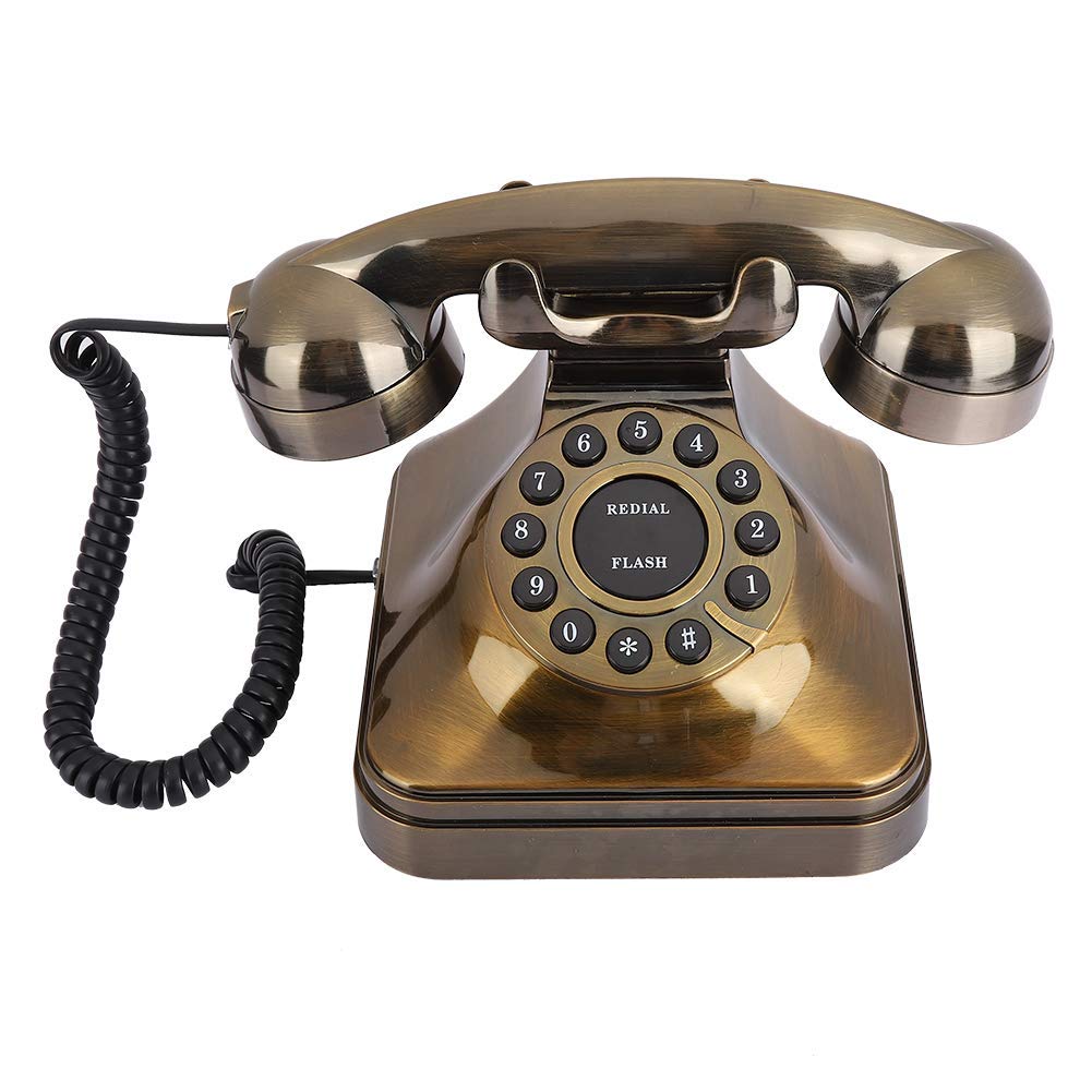 VBESTLIFE Telefono fisso vintage europeo con quadrante in bronzo antico, telefono fisso con cancellazione del rumore, decorazione classica per telefono per ufficio, famiglia, hotel
