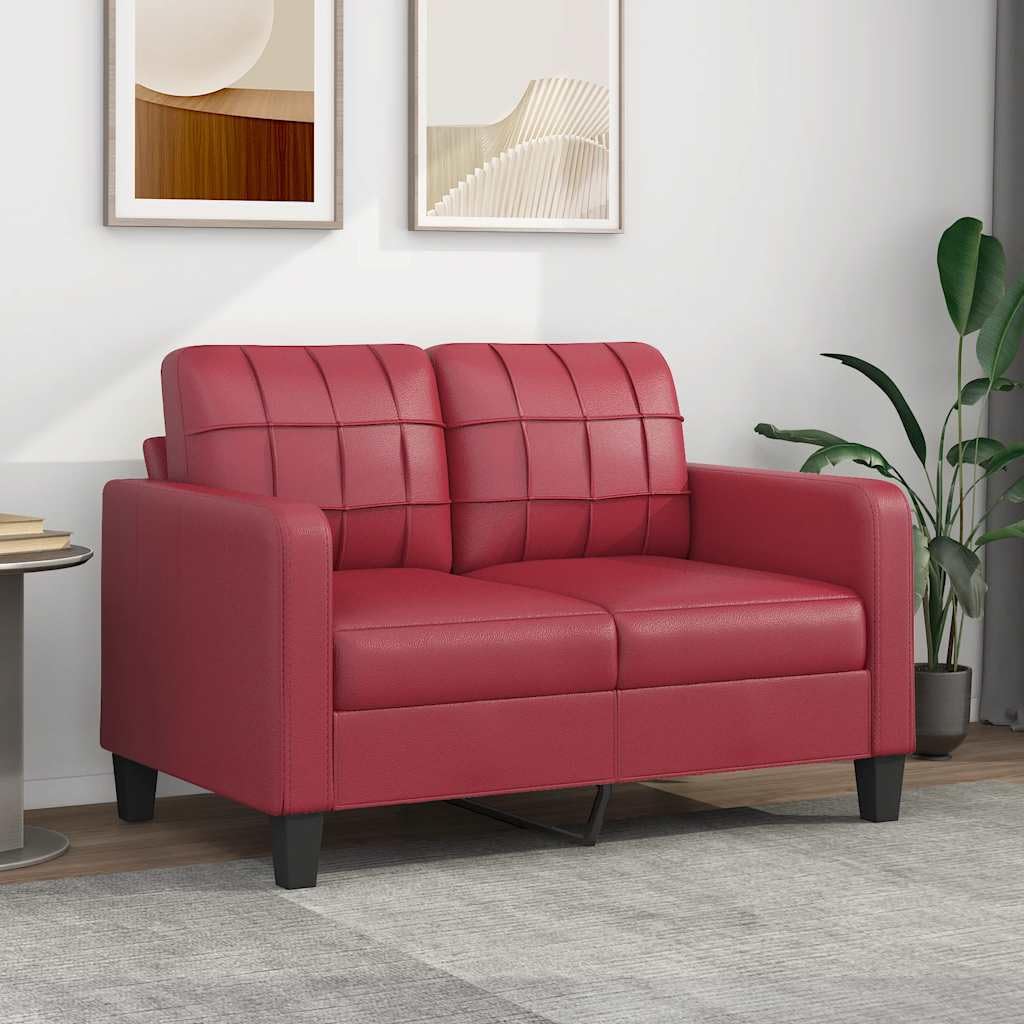 Sofá de 2 plazas de Cuero sintético Rojo Vino 120 cm