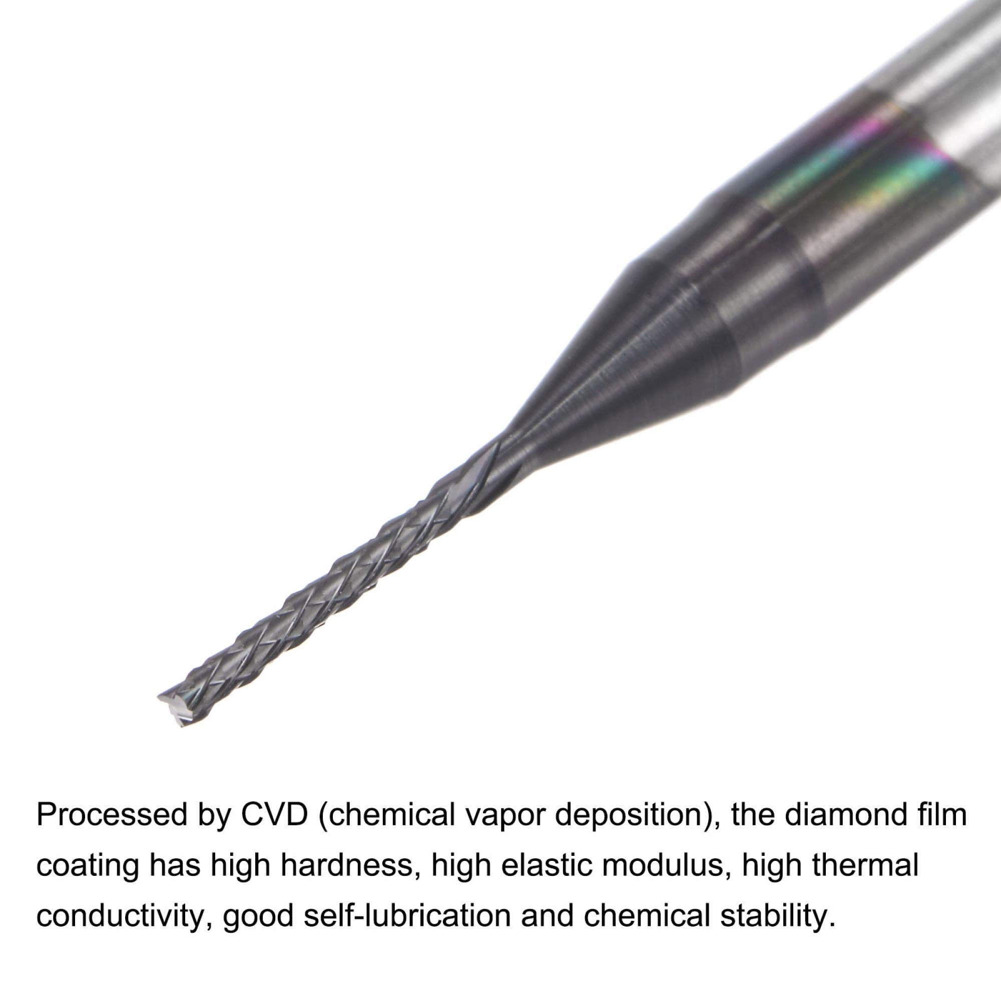 Sourcing Map End Mill CNC Router Bits, 0.7mm X 5.5mm 1/8" Shank Diamond Film Coated Carbide Engraving Bit Milling Cutter Right Hand For PCB Plastic Fiber Wood 5pcs