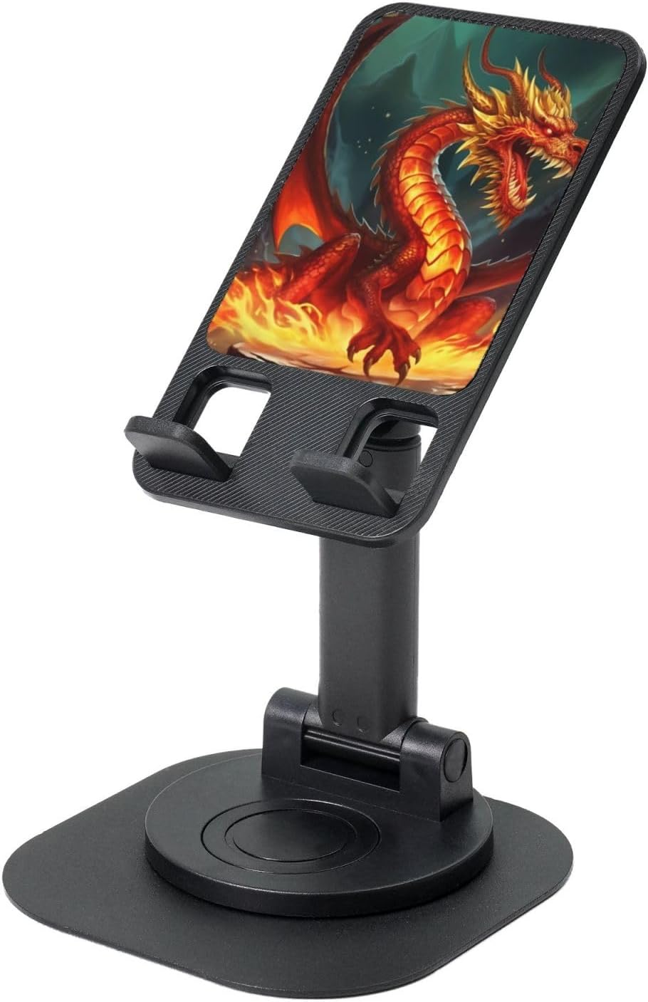 Foldable Phone Stand for Desk Angle Height Adjustable Portable Folding Cell Phone Holder Dragon King in Fire Desktop Cellphone Stand for All Smartphones Holder
