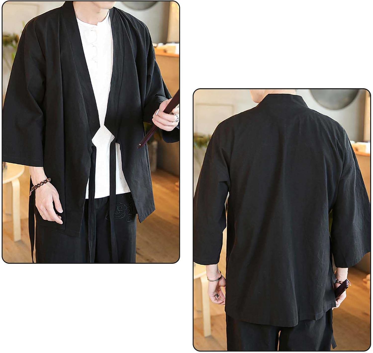 Sushi Chef Coat Unisex 3/4 Sleeve Japanese Chef Kimono for Women Men Kitchen Working Clothes