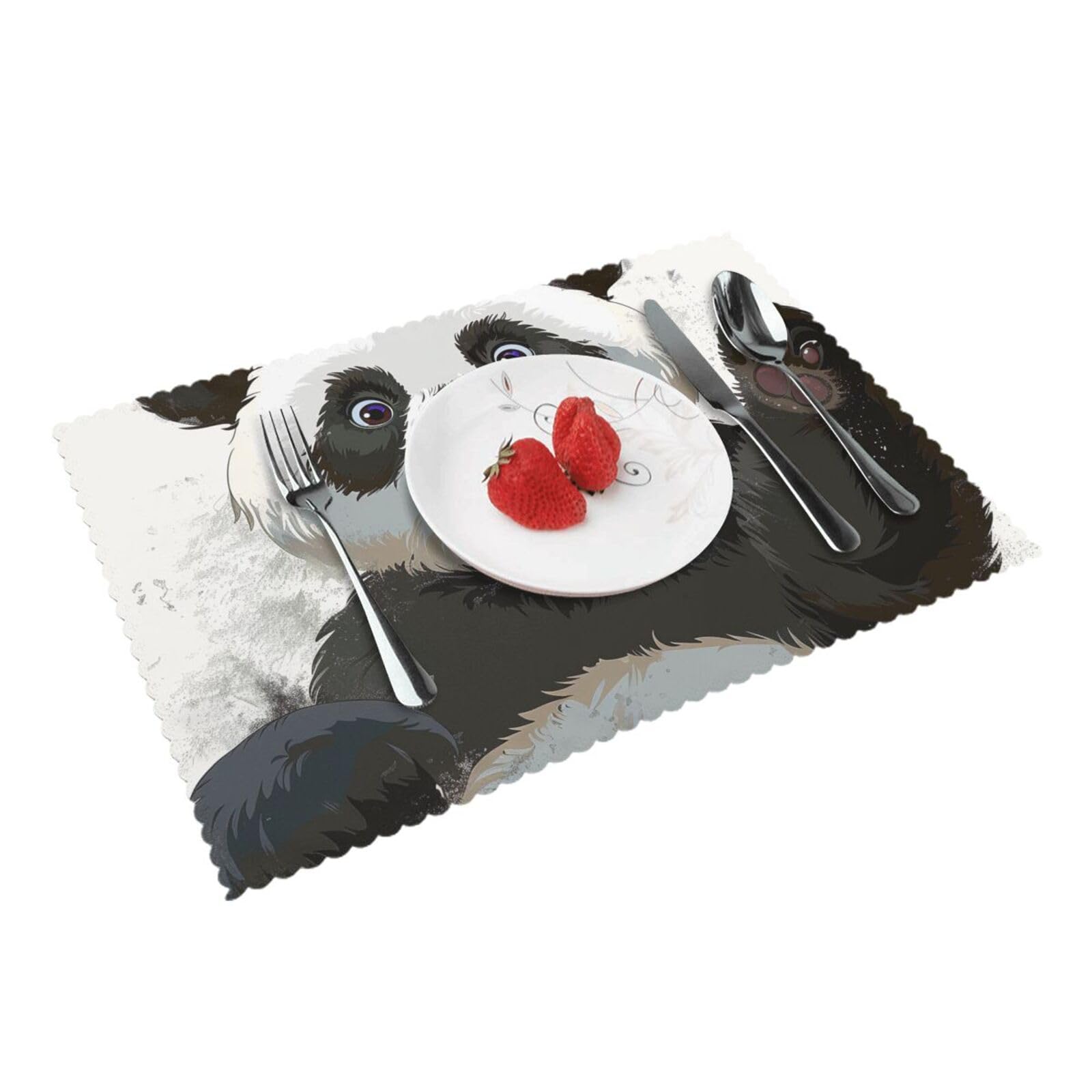 Panda Art Printed Placemat Heat Resistant Place Mats Set of 4 PCS Washable Kitchen Table Mats, 12x18 Inch