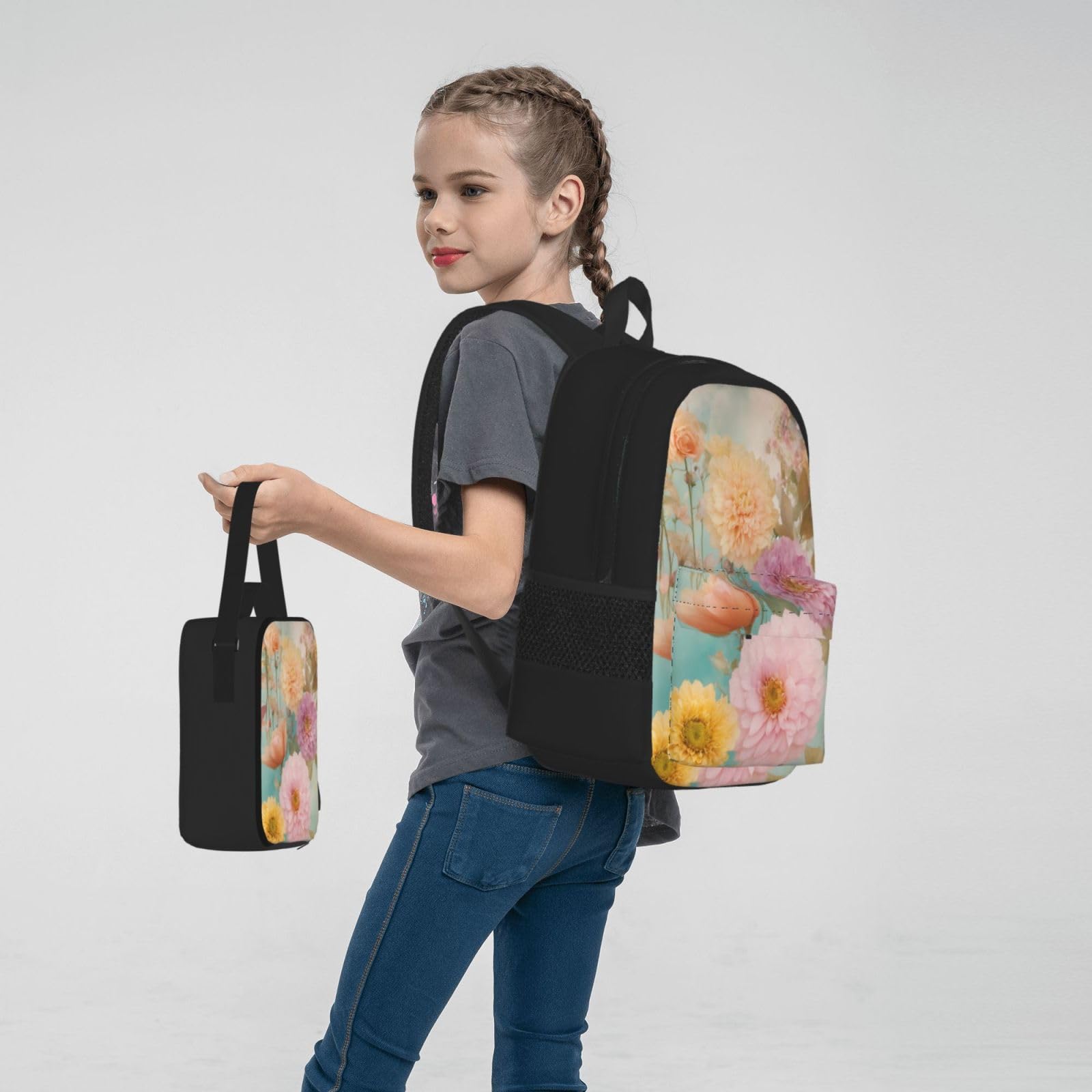 Zaino, borsa portapranzo, astuccio, set da 3 pezzi, per lavoro e