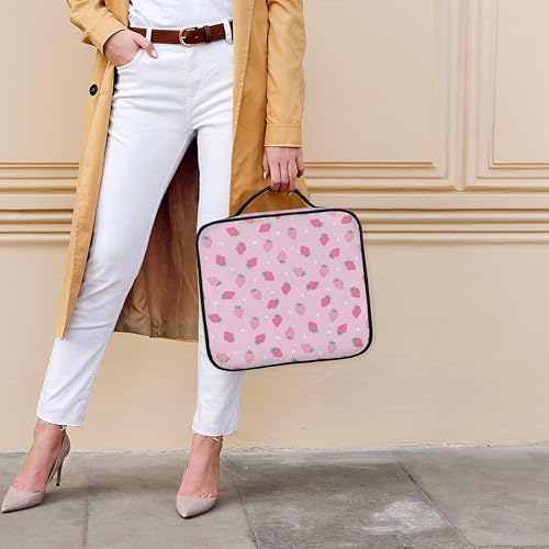 Miniatura 5 de KOBLEN Bolsa de maquillaje de viaje para mujer, grande, cuadrada, portátil, profesional, de tren de coqueta, estuche de cosméticos con asa, patrón