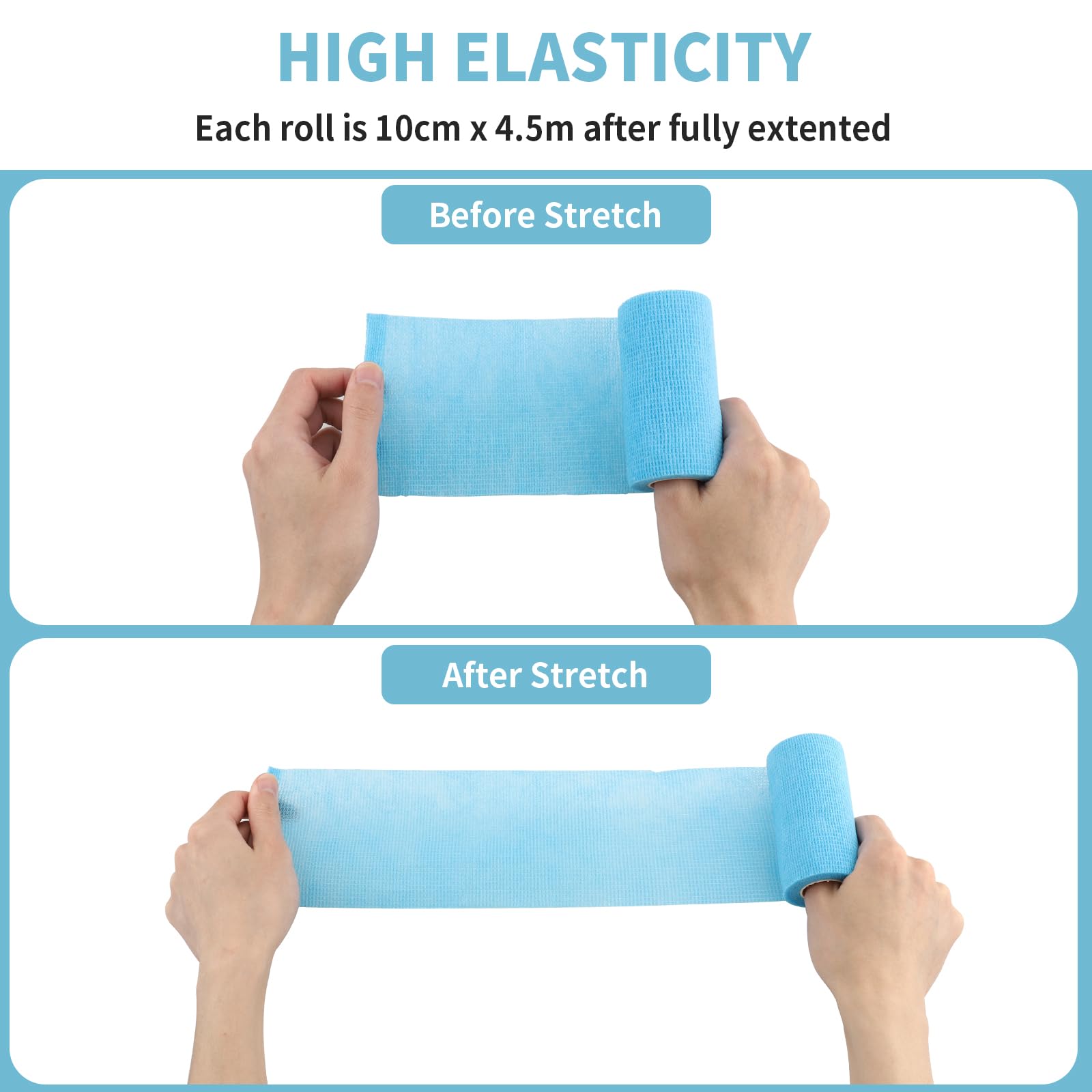 Benda elastica autoadesiva 12 rotoli 10 cm x 4,5 m, benda elastica coesiva per bendaggi sportivi, tape crossfit e nastro per parastinchi calcio