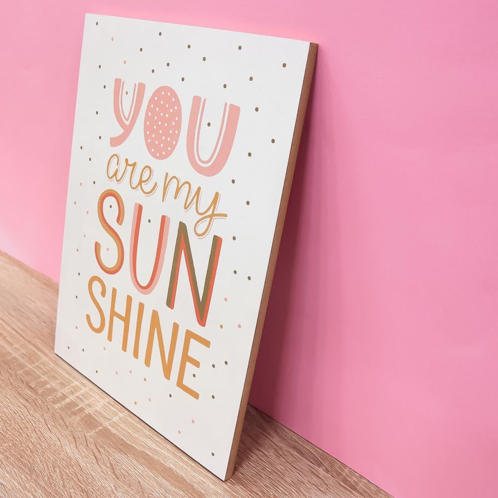 Targa In Legno 'You Are My Sunshine' Per Cameretta Bambini - Decorazione Motivazionale Da Parete, 20x26 Cm, Regalo Nascita