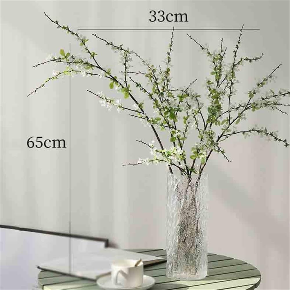 Fiori artificiali Vaso in vetro trasparente Simulazione di fiori Tavolo da pranzo Mobile TV Decorazione Rami di salice neve Arredamento for la casa Fiore finto