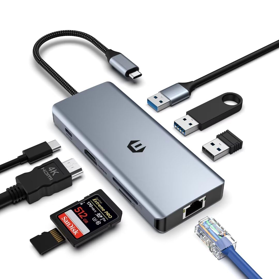 Hub USB C pour connecter un Chromebook sur deux écrans 4K - 8
