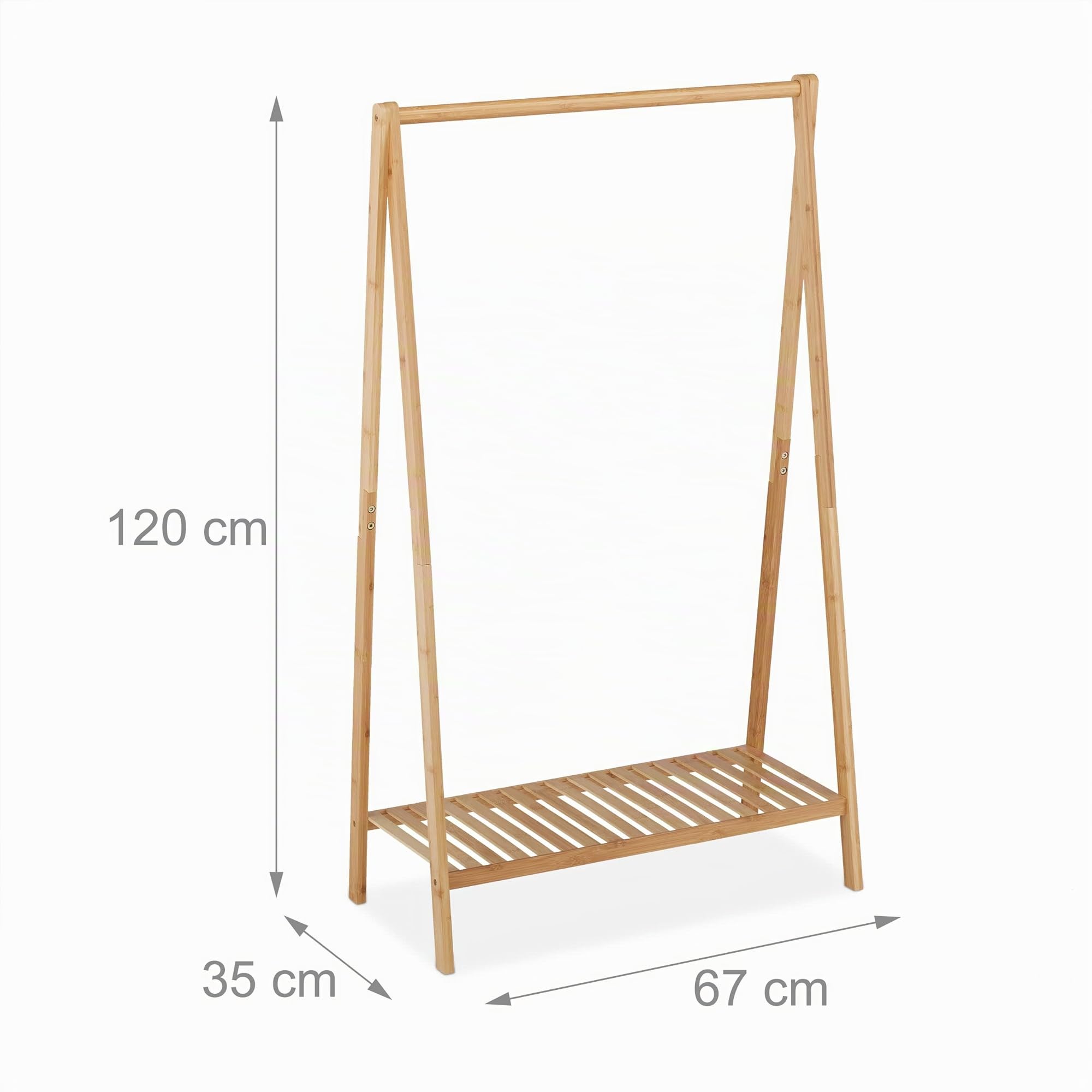 Relaxdays Appendiabiti in bambù, per Ingresso, Guardaroba con Ripiano e Asta, Scarpiera, HxLxP: 120x67x35 cm, Naturale