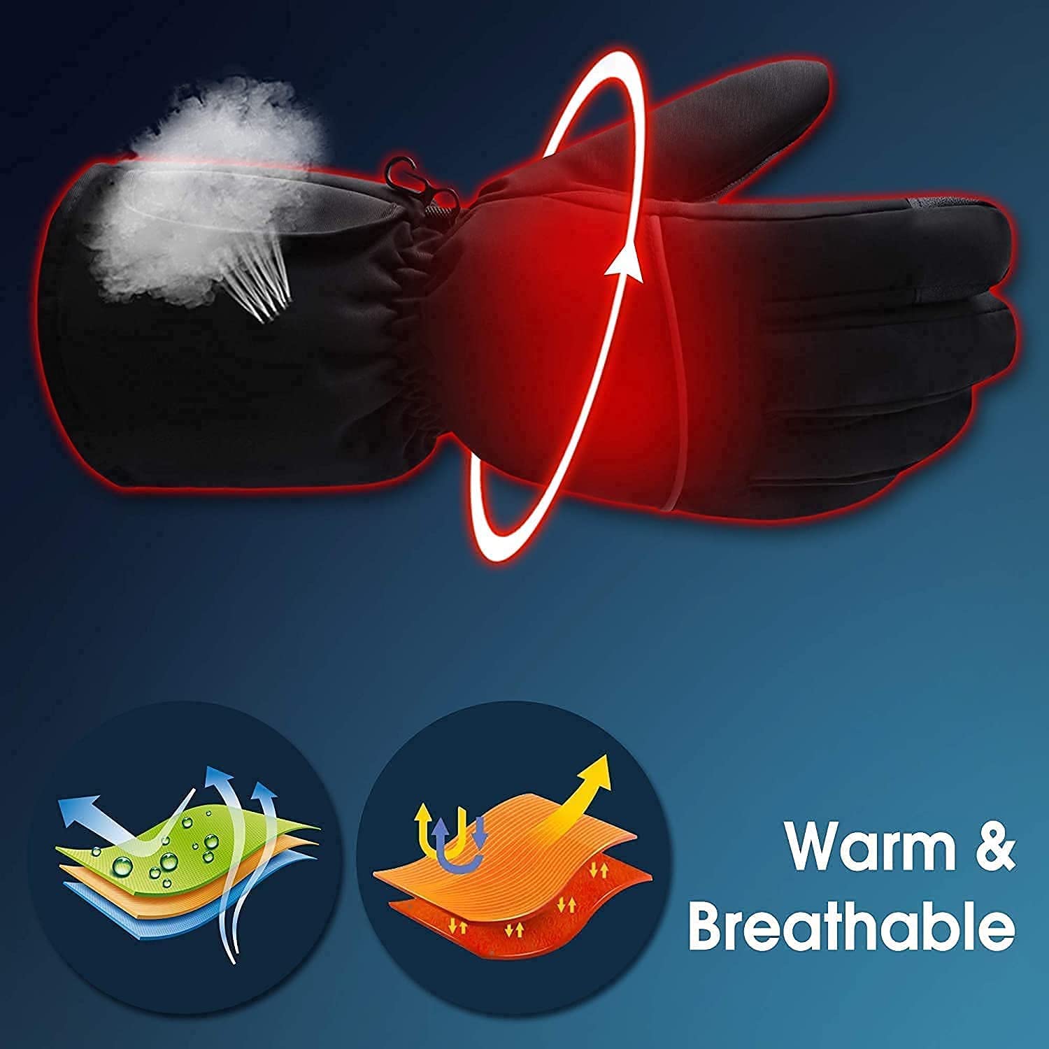 SBTXHJWCGLD Guantes térmicos eléctricos Recargables Guantes térmicos a batería, Pantalla táctil Impermeable con Aislamiento térmico para Deportes de Invierno al Aire Libre Escalada Senderismo