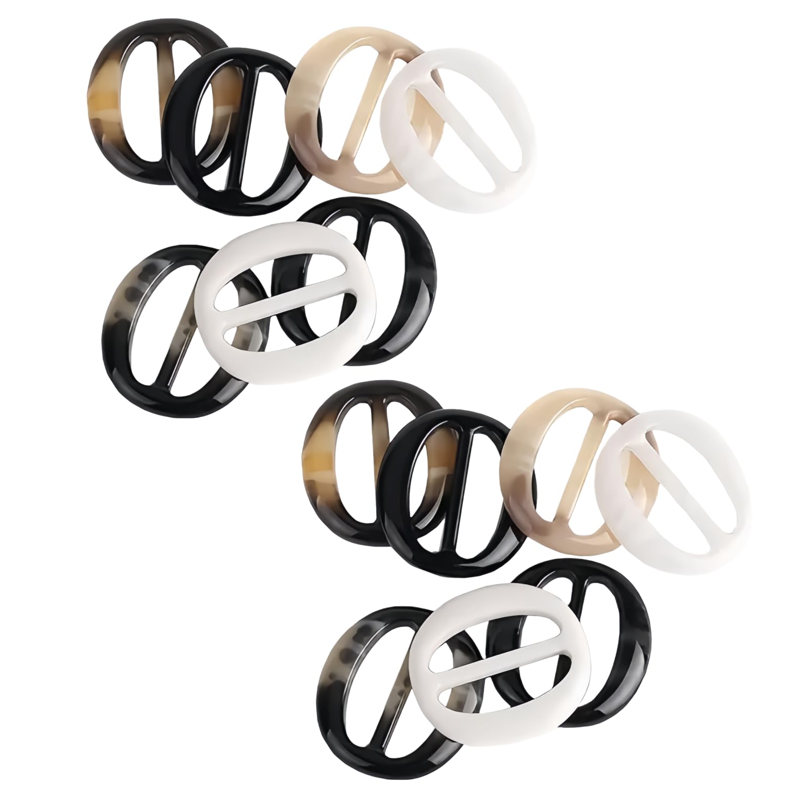 Clockjuan Unisex Clear 12Pcs 5Cm Fashion Resin T Shirt Clips Simple Tee Shirt Rings Clasps Elegant Scarf Buckles Slides Waistband Neckerchief Clasps For Women Girls, Buckles, Fasteners
