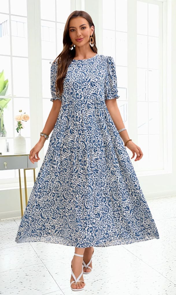 2026 Women’s Floral Dress Casual Tiered Flowy A-Line Summer Dress with Pockets - Image 4