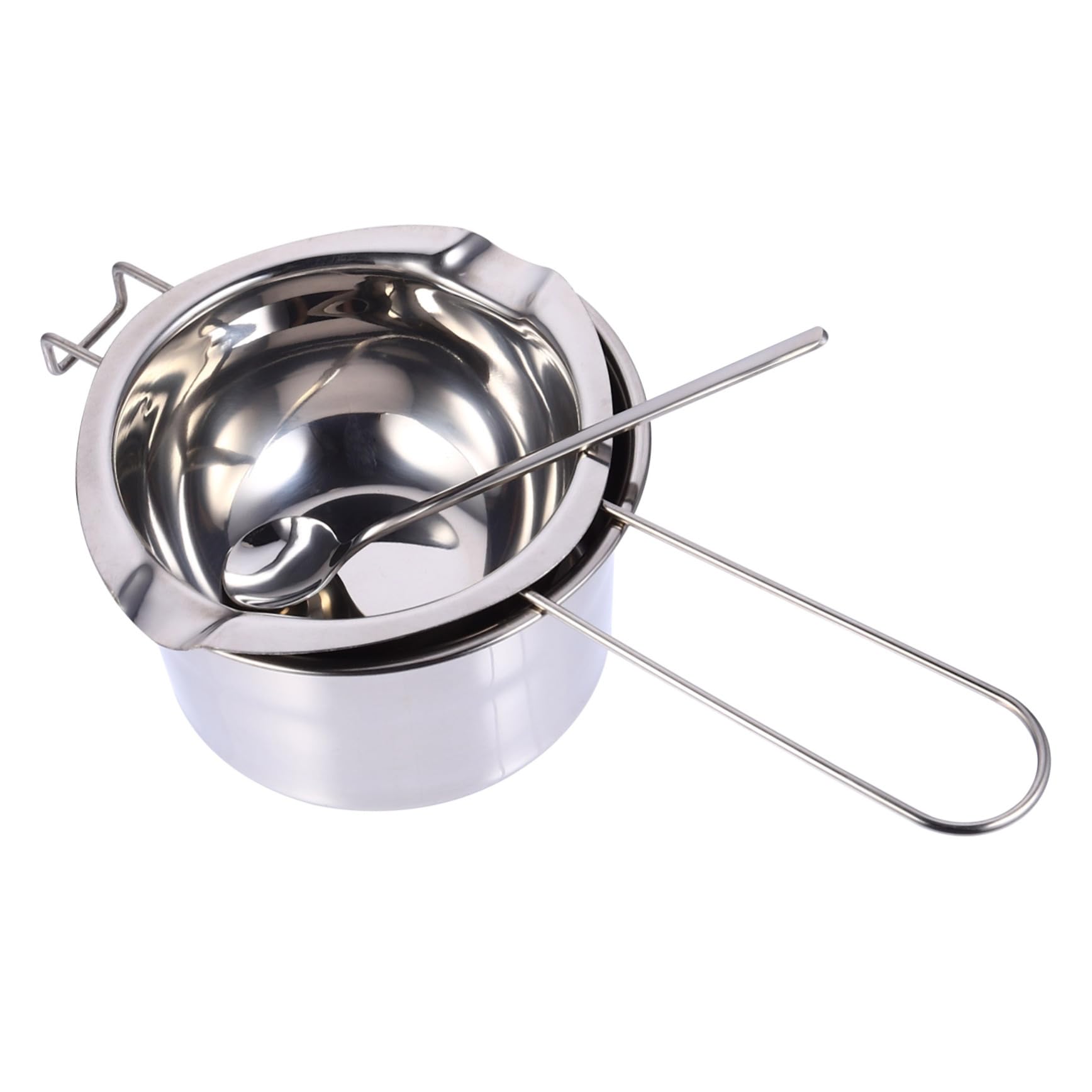 Abaodam 1 Set Hiking Pot Cooking Shaped Fondue Heating Butter Melting Pot Double Boiler Melting Pot Chocolate Melting Pot Cookware Melt Chocolate Cheese Outdoor Pot Silver Stainless Steel