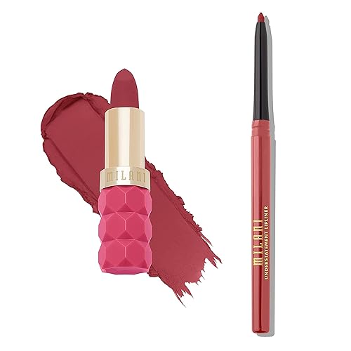 Milani Color Fetish - Paquete de lápiz labial y delineador de labios Understaty, pétalo y rosa del desierto