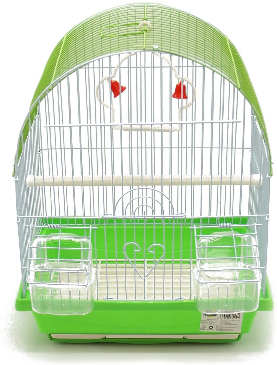 BPS Jaula Pájaros Metal con Comedero Bebedero Columpio Saltador Color al Azar 30 x 23 x 39 cm BPS-1160