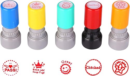 Miniatura 1 de TEKEFT Paquete de 5 sellos de goma autoentintados para profesores, sellos fotosensibles para la educación