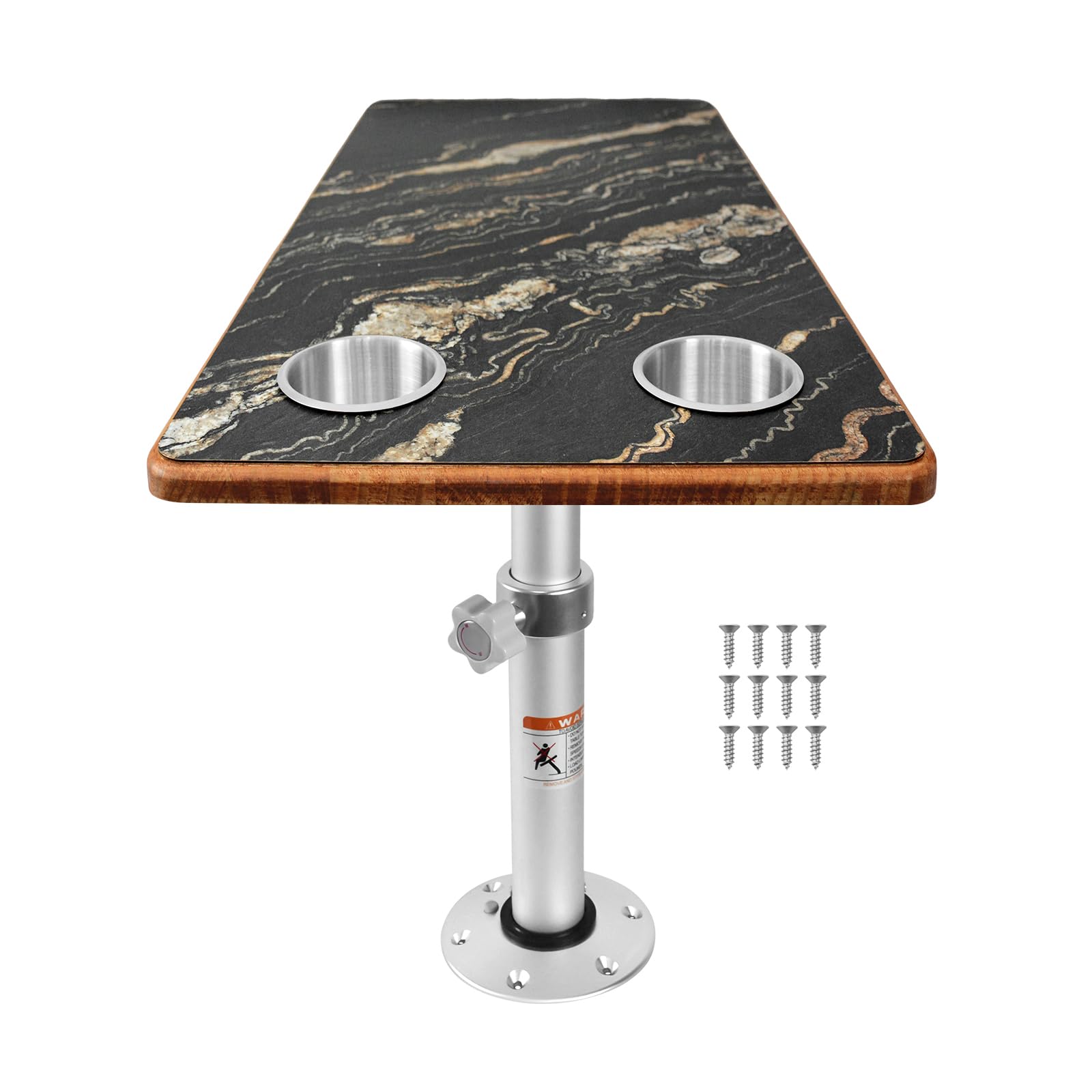 Tavolo regolabile per camper con piano e 2 portabicchieri, versatile tavolo Dinette per camper, con piedistallo girevole, salvaspazio, per camper, rimorchio, barca, marina, 80 x 40 cm
