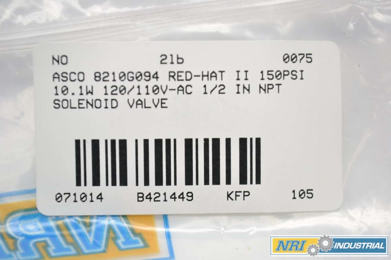 ASCO 8210G094 RED-HAT II 10.1W 120/110V-AC 1/2 in NPT Solenoid Valve B421449