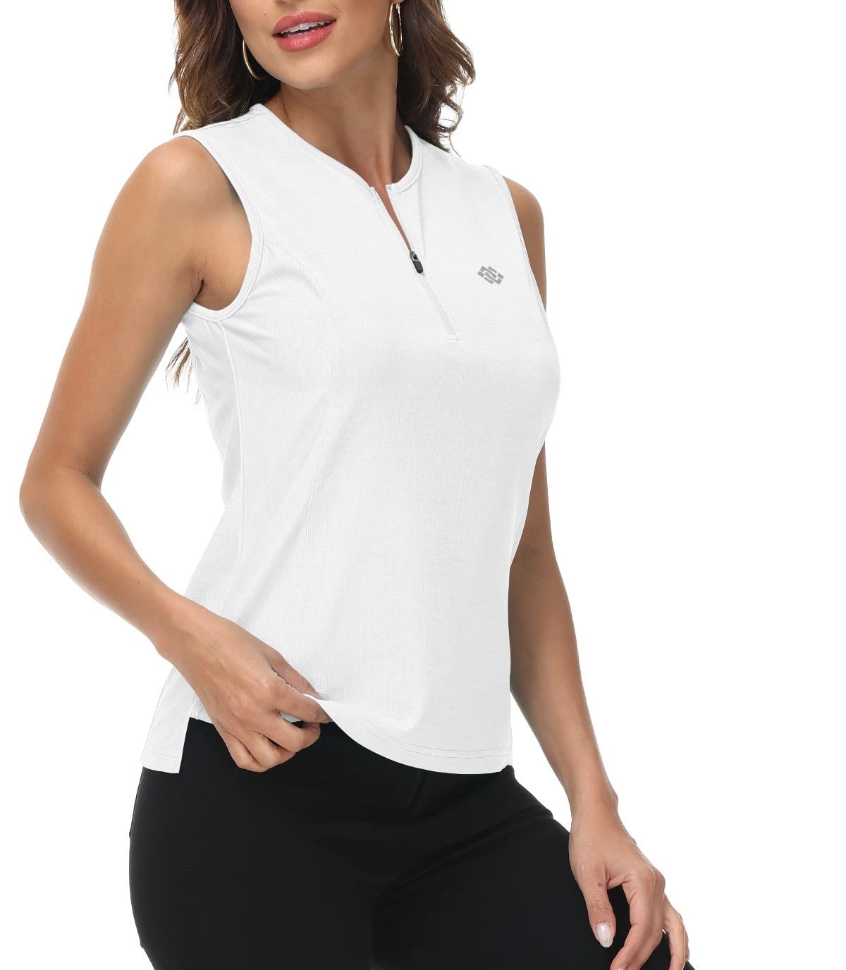 MoFiz Donna Polo T Shirt Senza Maniche Golf Camicia Magliette Estiva Traspirante Top con Cerniera