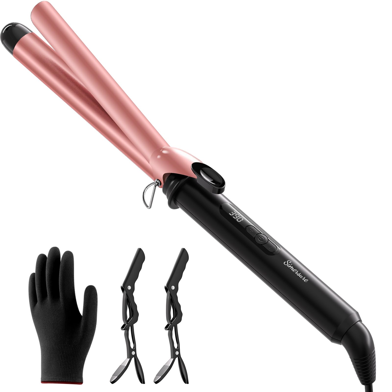 Dual Voltage Curling Iron 1 Inch Long Barrel Ceramic Fast-Heating Hair Styling Tool for Short Long Hair Travel