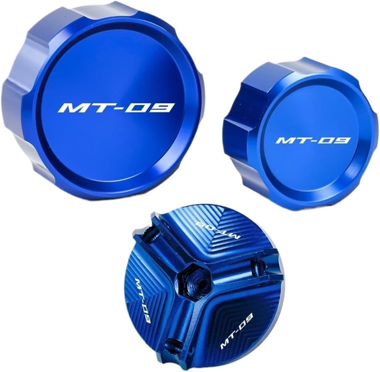 Compatible with MT09 SP 9 GT FZ09 FJ 09 2021-2024 MT-09 Motorcycle Front Rear Brake Fluid Reservoir Tank Cover Oil Filler Cap(Combo Blue)