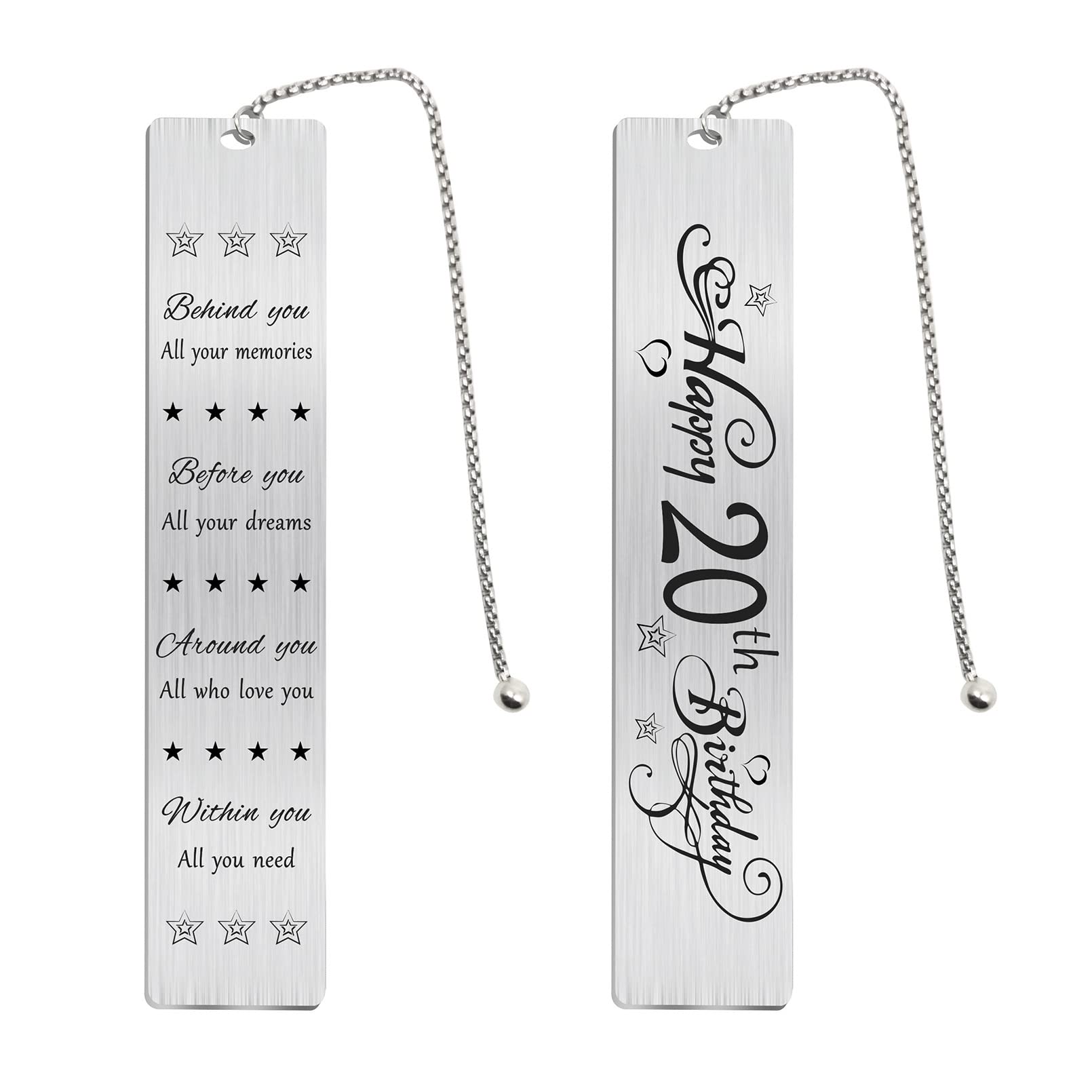 Jzxwan Happy 20th Birthday Gifts for Women Men, 20 Year Old Birthday Bookmark Gift for Girl Boy, 20 Bday Decorations for Him Her