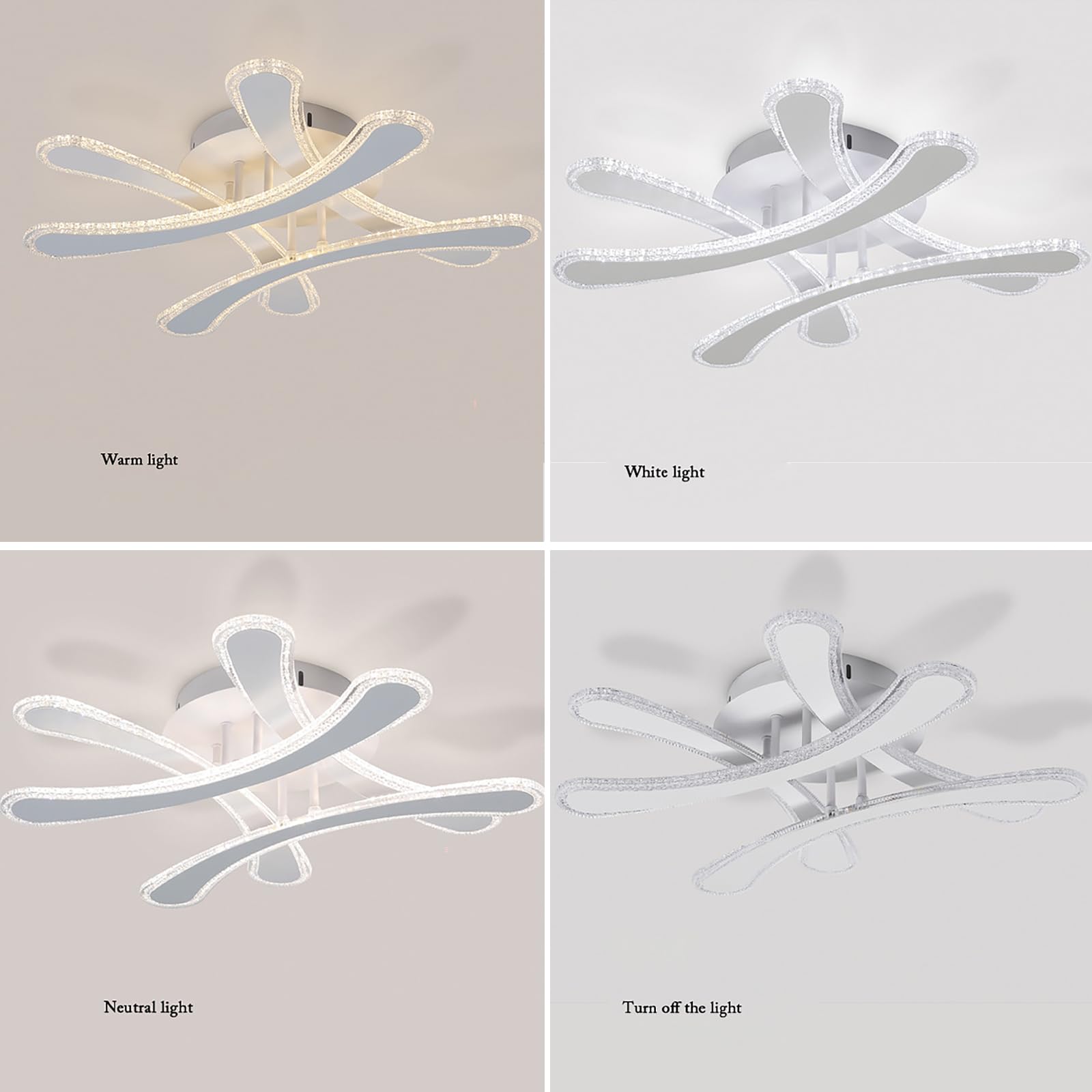 Lampy Sufitowe LED – Elegancka, Zakrzywiona Lampa Sufitowa – Trójkolorowe Oświetlenie 78 W, Nowoczesna Oprawa Sufitowa Do Salonów, Sypialni, Przedpokoju I Kuchni,White-2pc