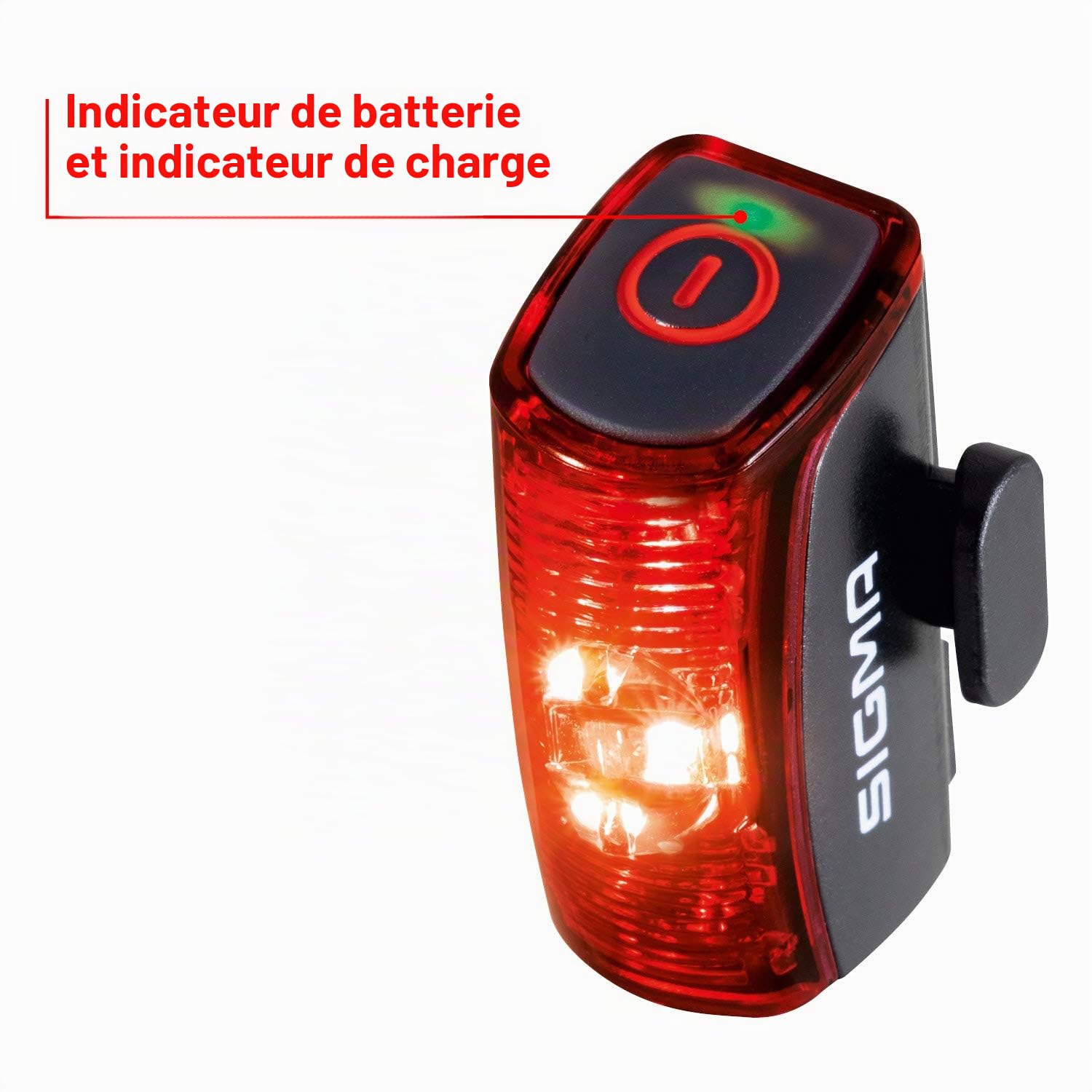 SIGMA Infinity | Feu arrière de vélo à LED avec 16h d'autonomie | Feu arrière à Batterie